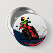 Badge Rond 7,6 Cm Monte d'une moto rouge (Devant & derrière)