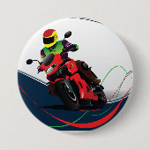 Badge Rond 7,6 Cm Monte d'une moto rouge (Devant)