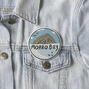Badge Rond 7,6 Cm Morro Bay Central California Illustration Beach 