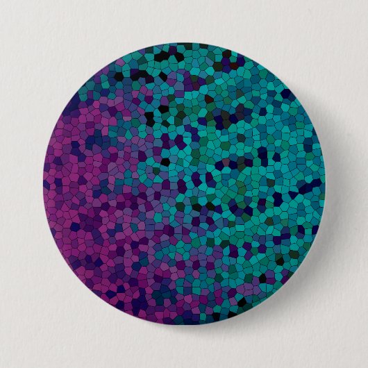 Badge Rond 7,6 Cm Mosaïque bleu turquoise Turquoise et violet (Devant)