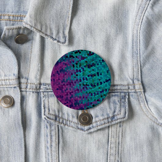 Badge Rond 7,6 Cm Mosaïque bleu turquoise Turquoise et violet (En situation)