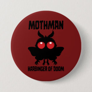 Badge Rond 7,6 Cm Mothman - Héraut Mignon et Sombre de la Fatalité