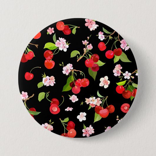 Badge Rond 7,6 Cm Motif cerise 2 (Devant)
