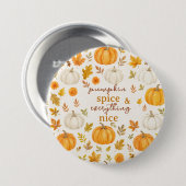 Badge Rond 7,6 Cm Motif Citrouille mignon | Thanksgiving (Devant & derrière)