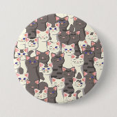 Badge Rond 7,6 Cm Motif de chats blancs et gris (Devant)