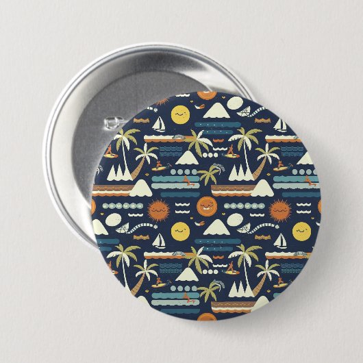 Badge Rond 7,6 Cm Motif de plage tropicale amusant (Devant & derrière)