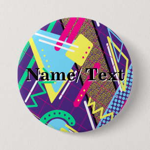Badge Rond 7,6 Cm motif des années 90, Vintage rétro violet Motif