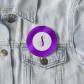 Badge Rond 7,6 Cm Motif des échelles de sirène violet initiales pers (En situation)