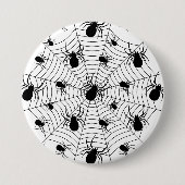 Badge Rond 7,6 Cm Motif d'Halloween Black White araignées (Devant)
