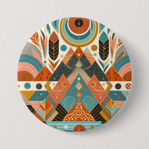Badge Rond 7,6 Cm Motif ethnique tribal africain Terre Multicolores