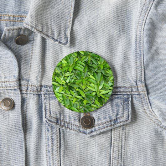 Badge Rond 7,6 Cm Motif Feuille verdoyant - Nature Botanique (En situation)