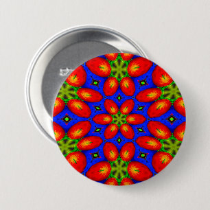 Badge Rond 7,6 Cm Motif Floral Rouge mou