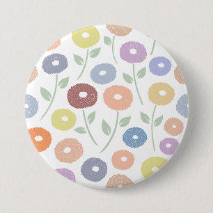 Badge Rond 7,6 Cm Motif Grande Fleur Floue Pastels sur Fond Blanc