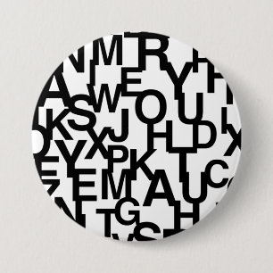 Badge Rond 7,6 Cm Motif moderne, abstrait, désordonné avec des lettr