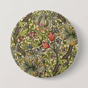 Badge Rond 7,6 Cm Motif restauré William Morris Golden Lily