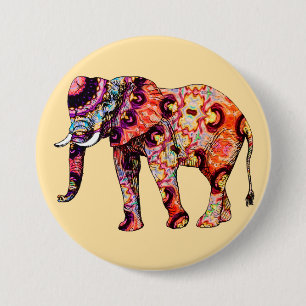 Badge Rond 7,6 Cm Motifs traditionnels chinois d'éléphant