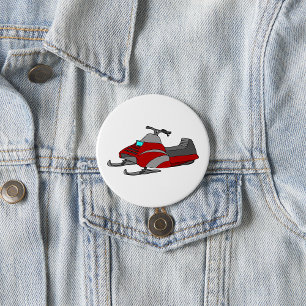 Badge Rond 7,6 Cm Motoneige rouge et gris