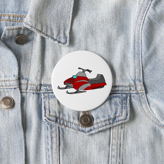 Badge Rond 7,6 Cm Motoneige rouge et gris
