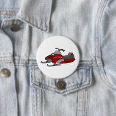 Badge Rond 7,6 Cm Motoneige rouge et gris (En situation)