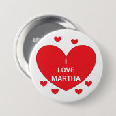 Badge Rond 7,6 Cm Mots du Coeur : Rouge & Blanc (Devant & derrière)