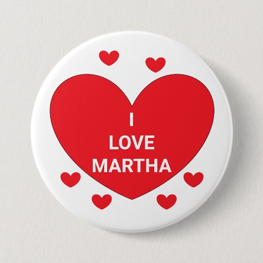 Badge Rond 7,6 Cm Mots du Coeur : Rouge & Blanc (Devant)