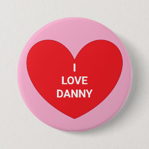 Badge Rond 7,6 Cm Mots du cœur : Rouge et rose