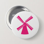 Badge Rond 7,6 Cm Moulin à vent rose (Devant & derrière)