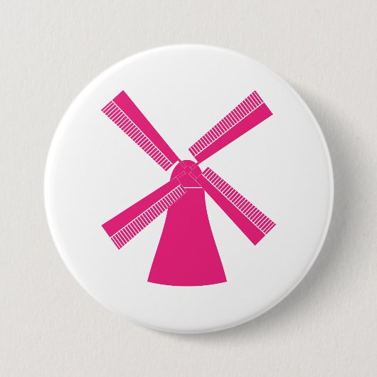 Badge Rond 7,6 Cm Moulin à vent rose (Devant)