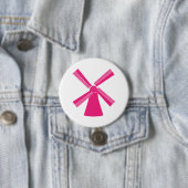 Badge Rond 7,6 Cm Moulin à vent rose (En situation)