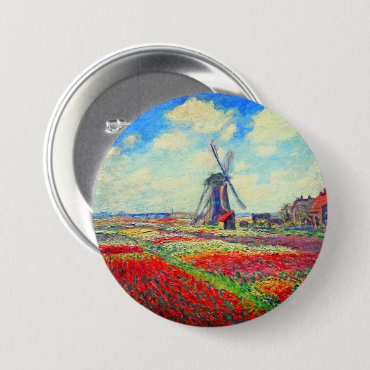 Badge Rond 7,6 Cm Moulin à vin Monet Tulips (Devant & derrière)