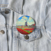 Badge Rond 7,6 Cm Moulin à vin Monet Tulips (En situation)