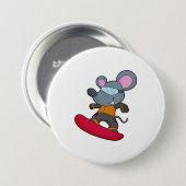 Badge Rond 7,6 Cm Mouse as Snowboarder (Devant & derrière)