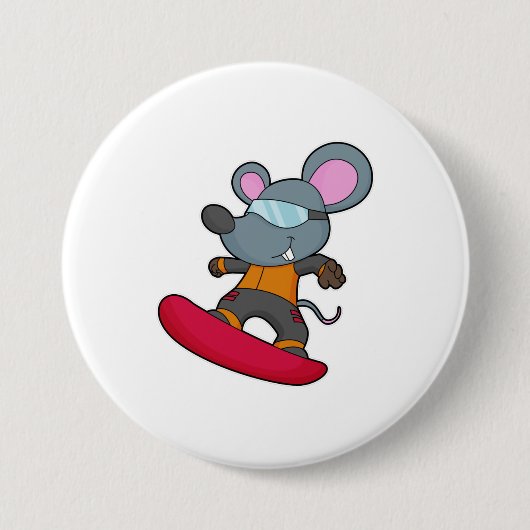 Badge Rond 7,6 Cm Mouse as Snowboarder (Devant)