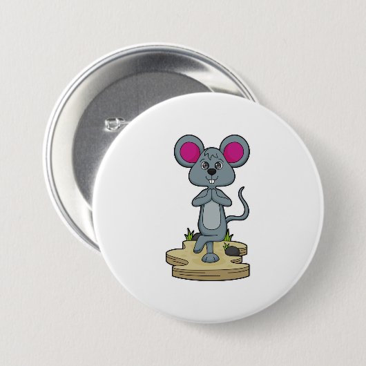 Badge Rond 7,6 Cm Mouse at yoga (Devant & derrière)
