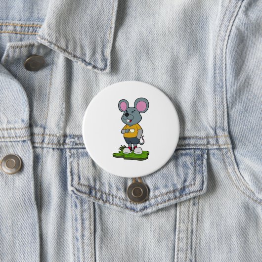 Badge Rond 7,6 Cm Mouse with Coffee cup (En situation)