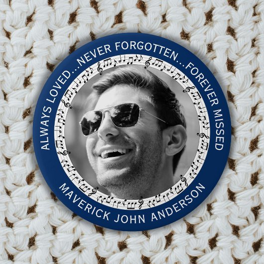 Badge Rond 7,6 Cm Musical En Mémoire Amoureuse | Mémorial photo