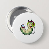 Badge Rond 7,6 Cm Musique casque Caterpillar (Devant & derrière)