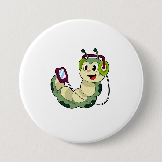 Badge Rond 7,6 Cm Musique casque Caterpillar (Devant)