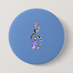 Badge Rond 7,6 Cm Musique CLef G