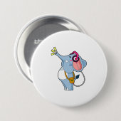 Badge Rond 7,6 Cm Musique d'écouteur éléphant (Devant & derrière)