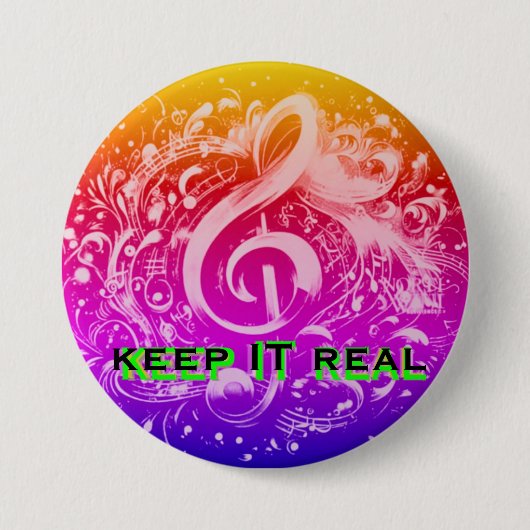 BADGE ROND 7,6 CM MUSIQUE - GARDEZ UN ARC-EN-CIEL RÉEL (Devant)