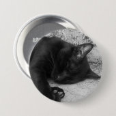 Badge Rond 7,6 Cm N&B - Chat endormi (Devant & derrière)