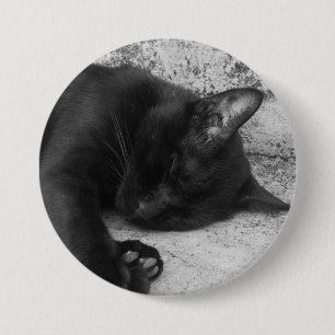 Badge Rond 7,6 Cm N&B - Chat endormi