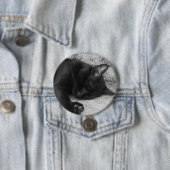 Badge Rond 7,6 Cm N&B - Chat endormi (En situation)