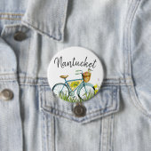 Badge Rond 7,6 Cm Nantucket vélo avec panier à fleurs (En situation)