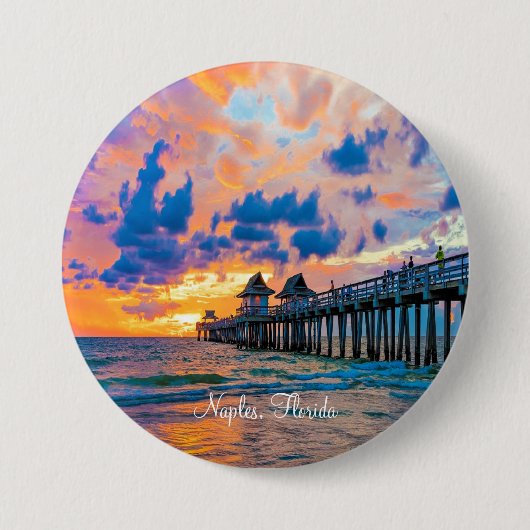 Badge Rond 7,6 Cm Naples, Florida scenic (Devant)