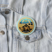Badge Rond 7,6 Cm Nativité de Noël Bébé Jésus dans la scène Manger (En situation)
