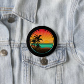 BADGE ROND 7,6 CM NATURE PLAGE ÉTÉ (En situation)