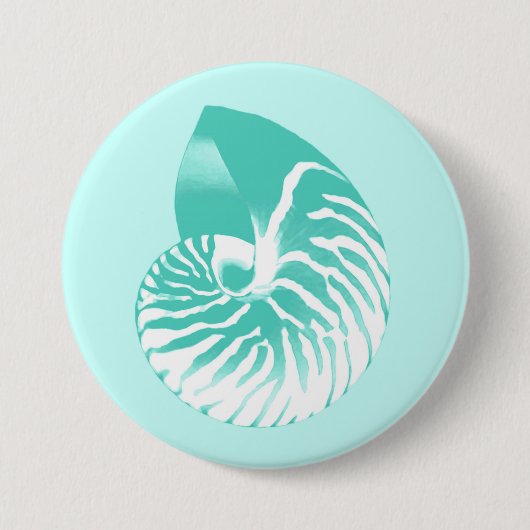 Badge Rond 7,6 Cm Nautilus shell - turquoise, aqua and white (Devant)