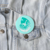 Badge Rond 7,6 Cm Nautilus shell - turquoise, aqua and white (En situation)